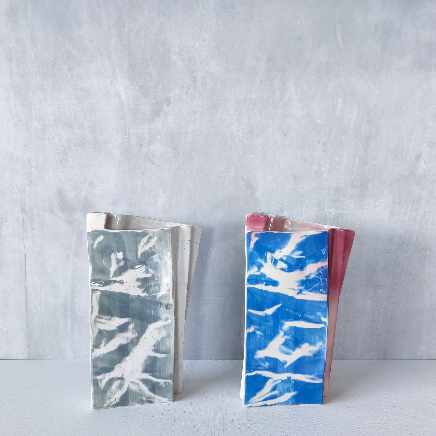 Carol McNicoll for Next Interiors 1985 slip cast pleated vase abstract form