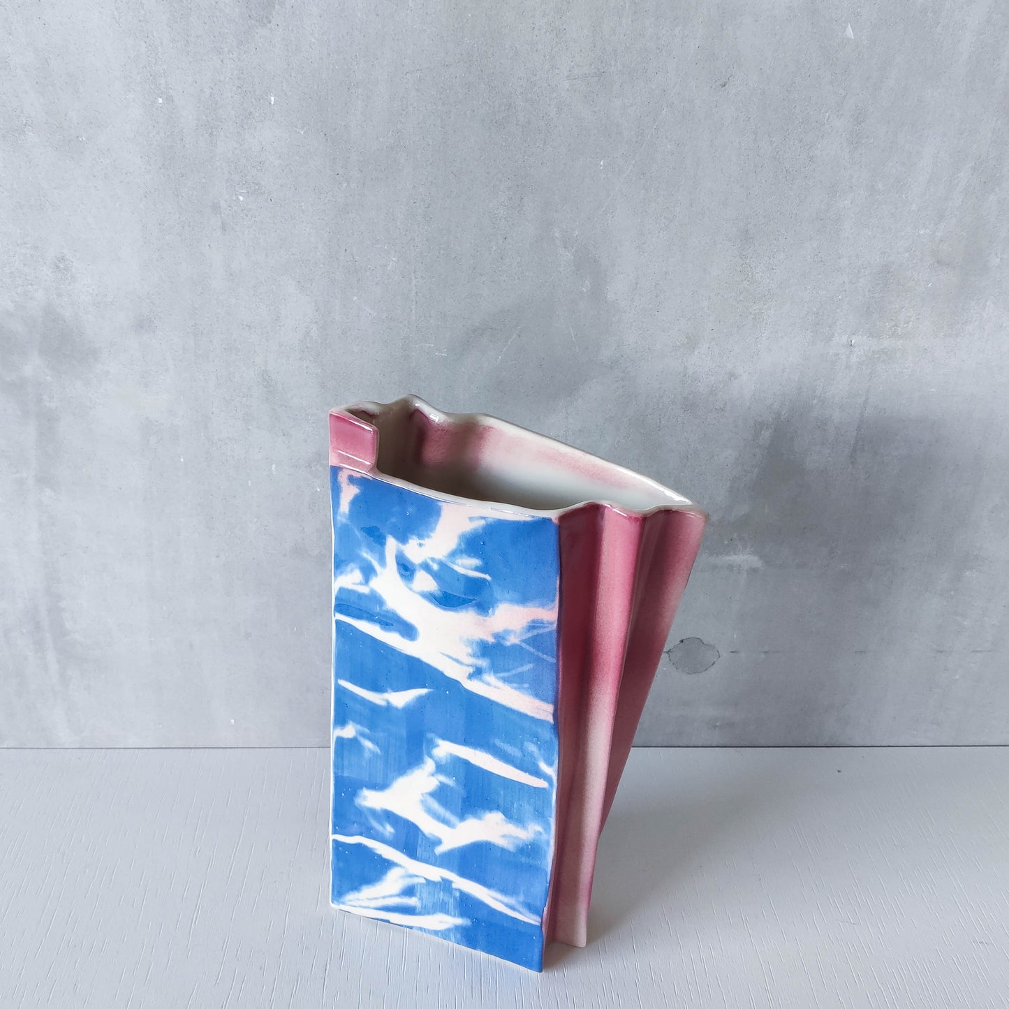 Carol McNicoll for Next Interiors 1985 slip cast pleated vase abstract form