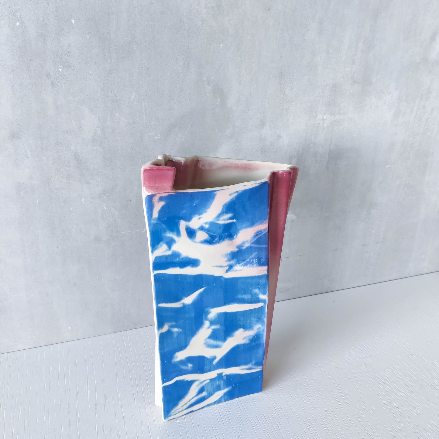 Carol McNicoll for Next Interiors 1985 slip cast pleated vase abstract form