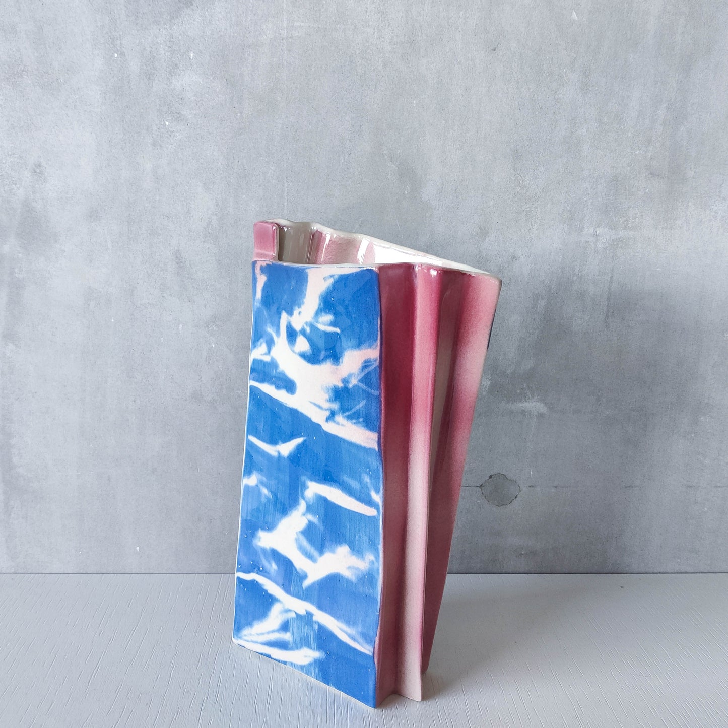 Carol McNicoll for Next Interiors 1985 slip cast pleated vase abstract form