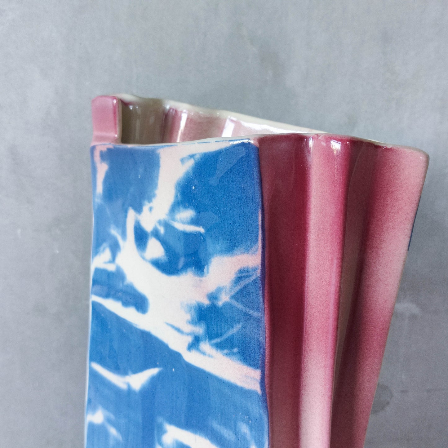 Carol McNicoll for Next Interiors 1985 slip cast pleated vase abstract form