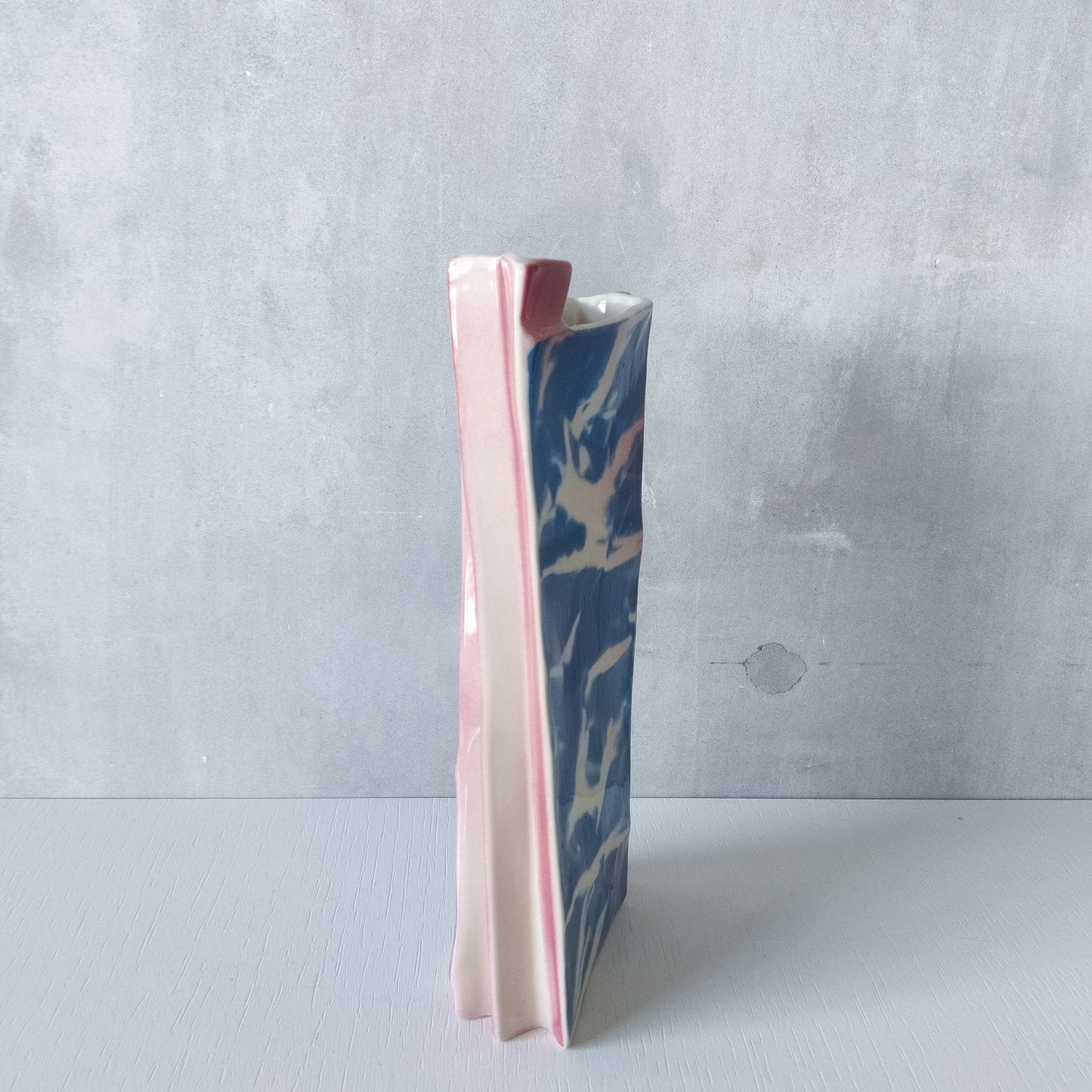 Carol McNicoll for Next Interiors 1985 slip cast pleated vase abstract form