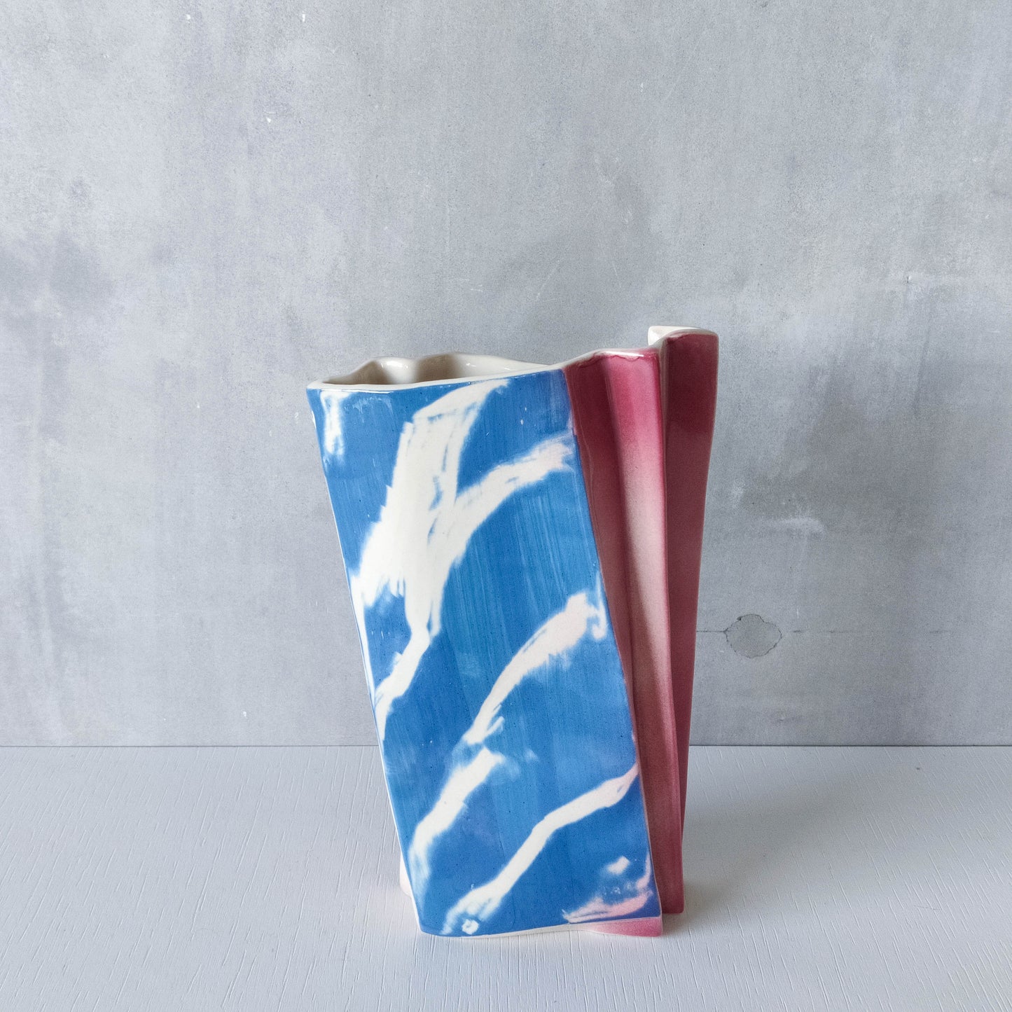 Carol McNicoll for Next Interiors 1985 slip cast pleated vase abstract form