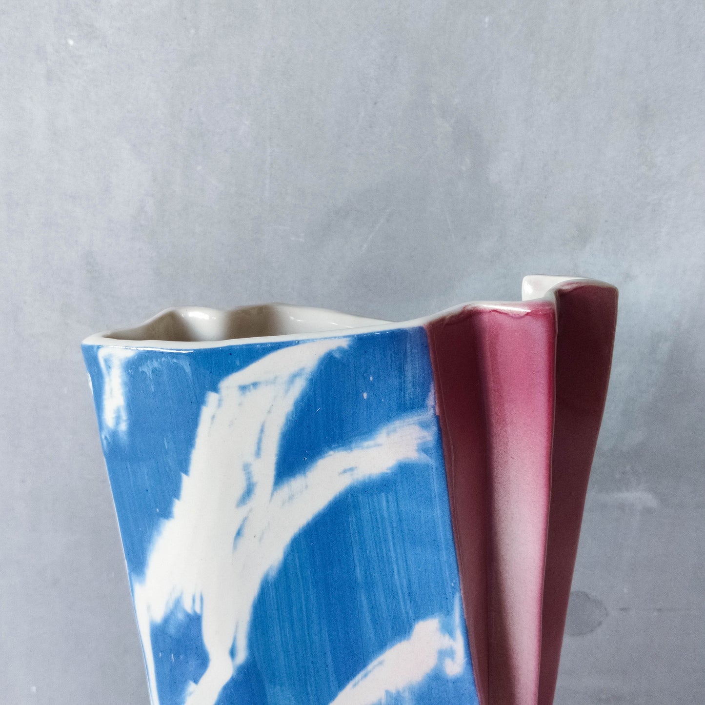 Carol McNicoll for Next Interiors 1985 slip cast pleated vase abstract form