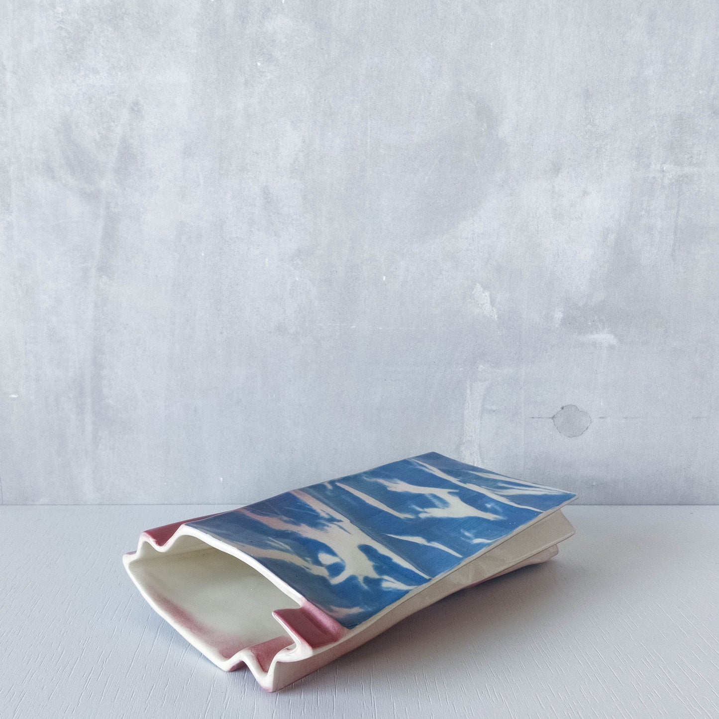 Carol McNicoll for Next Interiors 1985 slip cast pleated vase abstract form