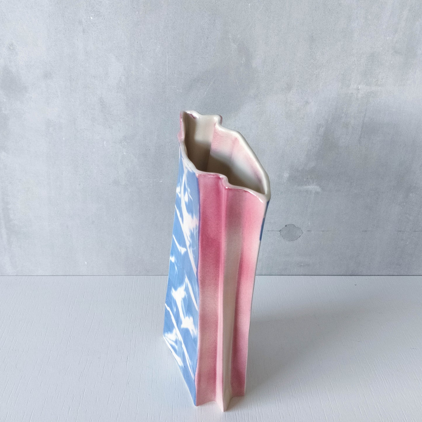 Carol McNicoll for Next Interiors 1985 slip cast pleated vase abstract form