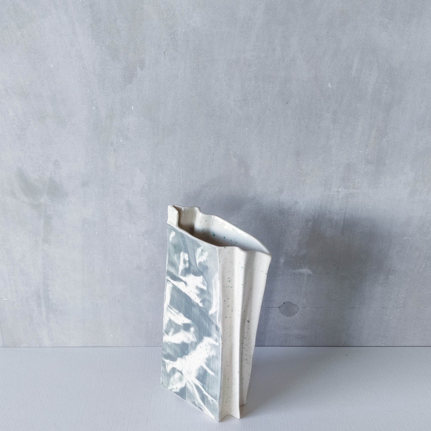 Carol McNicoll for Next Interiors 1985 slip cast pleated vase abstract form