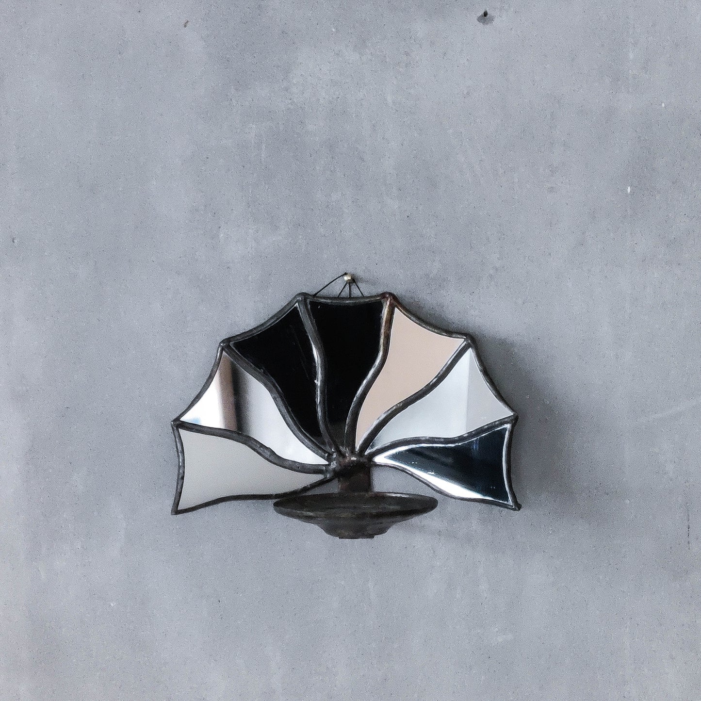 Vintage handmade leaded Art Deco fan mirror candle holder wall sconce Hoskin