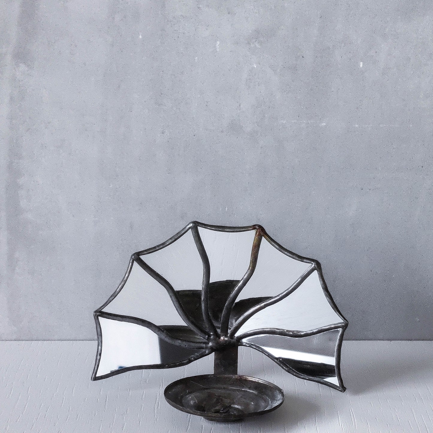 Vintage handmade leaded Art Deco fan mirror candle holder wall sconce Hoskin