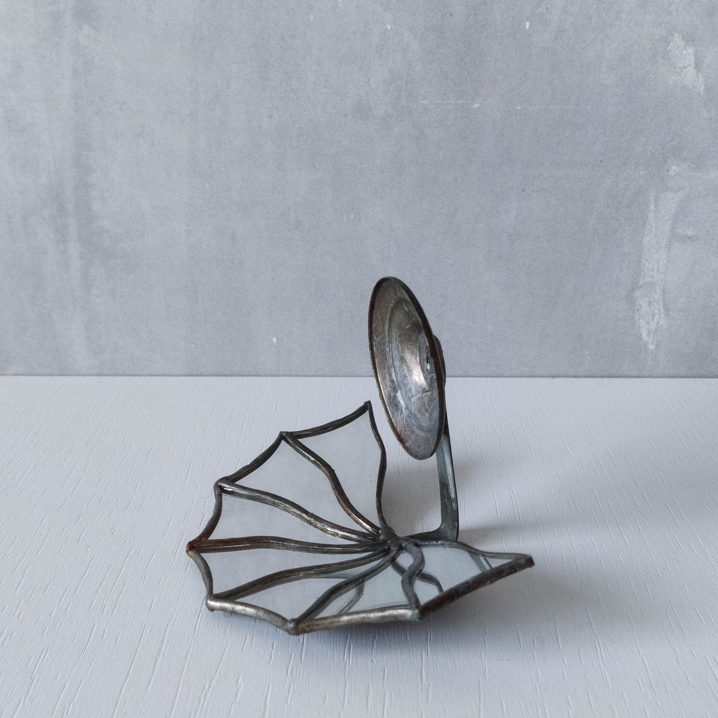 Vintage handmade leaded Art Deco fan mirror candle holder wall sconce Hoskin