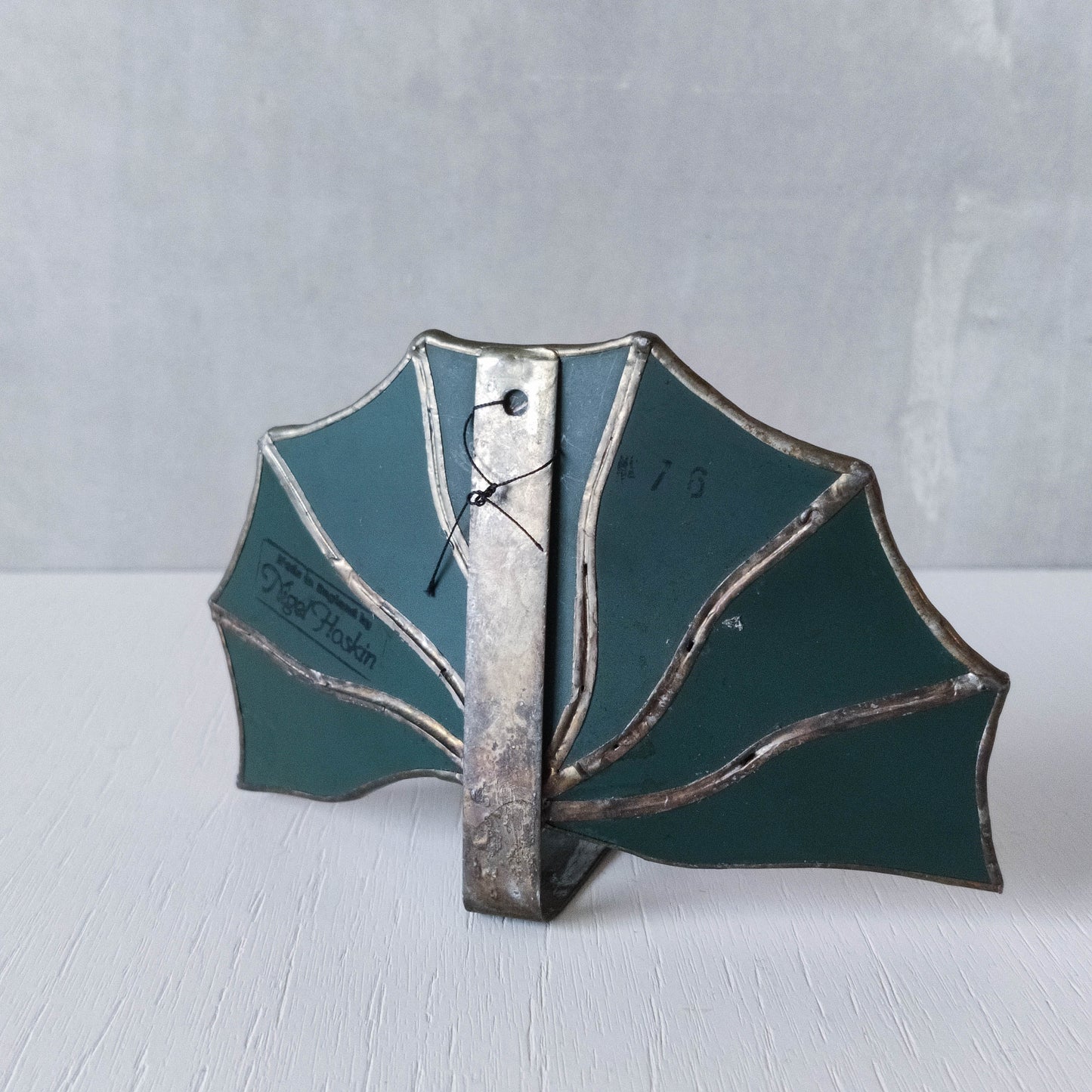 Vintage handmade leaded Art Deco fan mirror candle holder wall sconce Hoskin