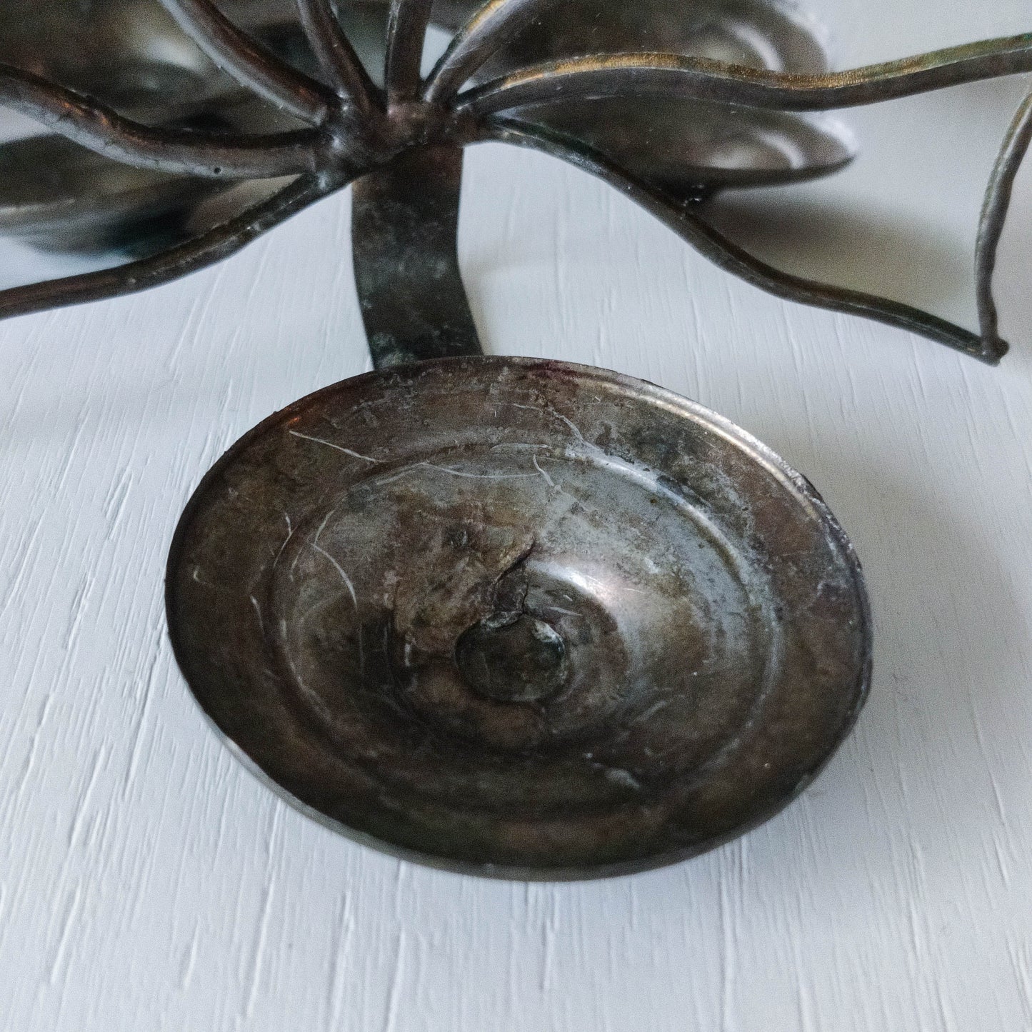 Vintage handmade leaded Art Deco fan mirror candle holder wall sconce Hoskin