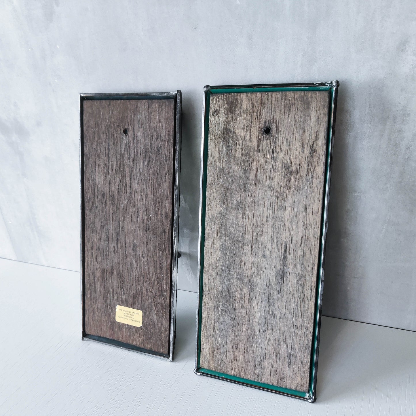 Pair of vintage handmade leaded mirror glass faceted candle holder wall sconces