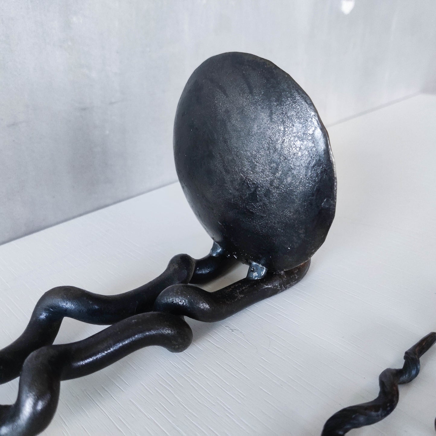 Pair of wrought iron blacksmith made twisted sculptural candle wall sconces