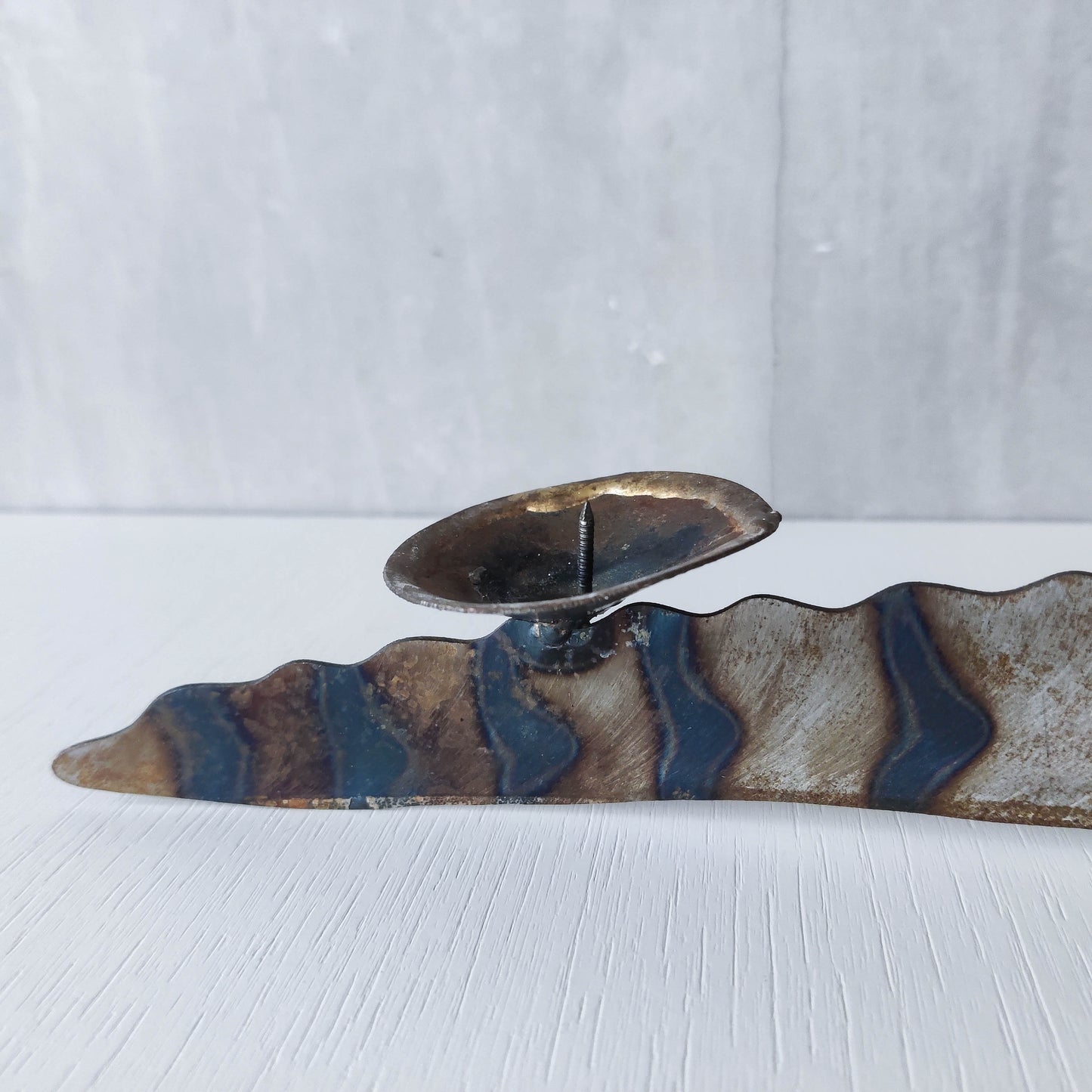 Metalwork torched steel large crocodile whimsical sculptural candelabra