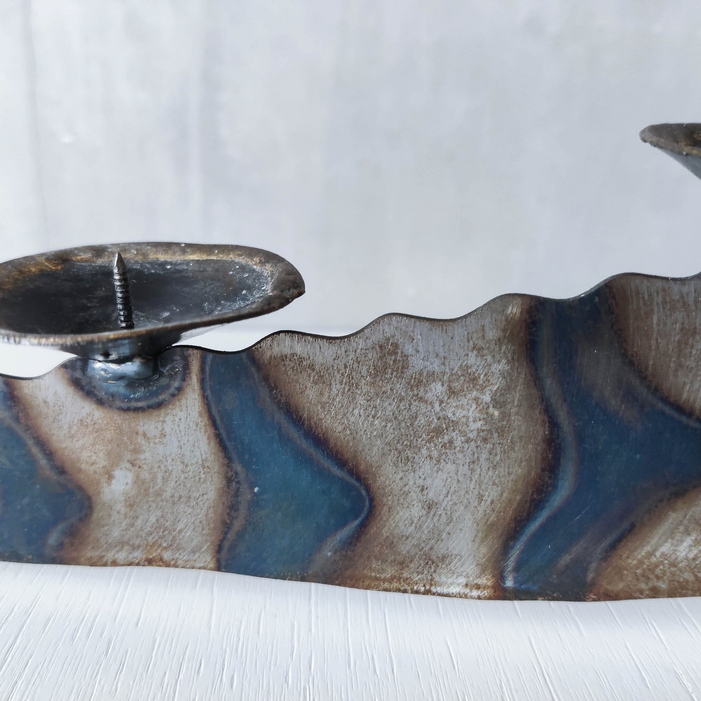 Metalwork torched steel large crocodile whimsical sculptural candelabra