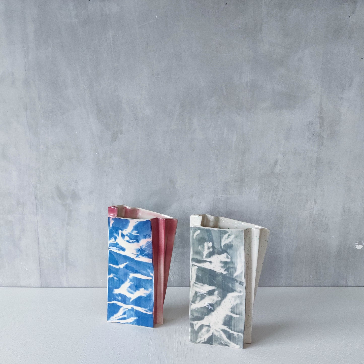 Carol McNicoll for Next Interiors 1985 slip cast pleated vase abstract form