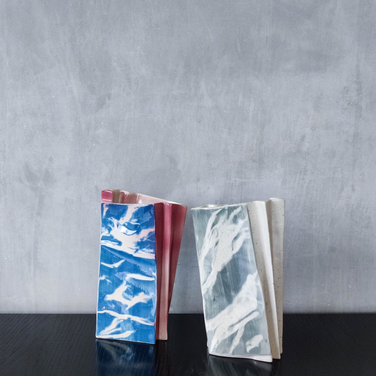 Carol McNicoll for Next Interiors 1985 slip cast pleated vase abstract form