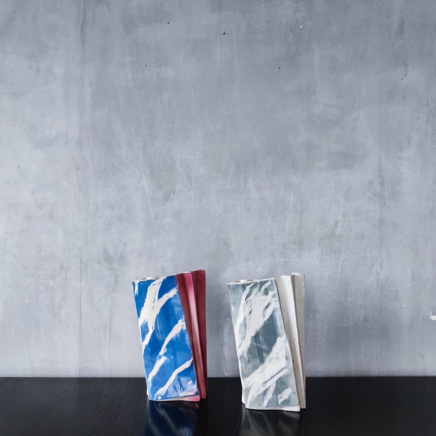 Carol McNicoll for Next Interiors 1985 slip cast pleated vase abstract form