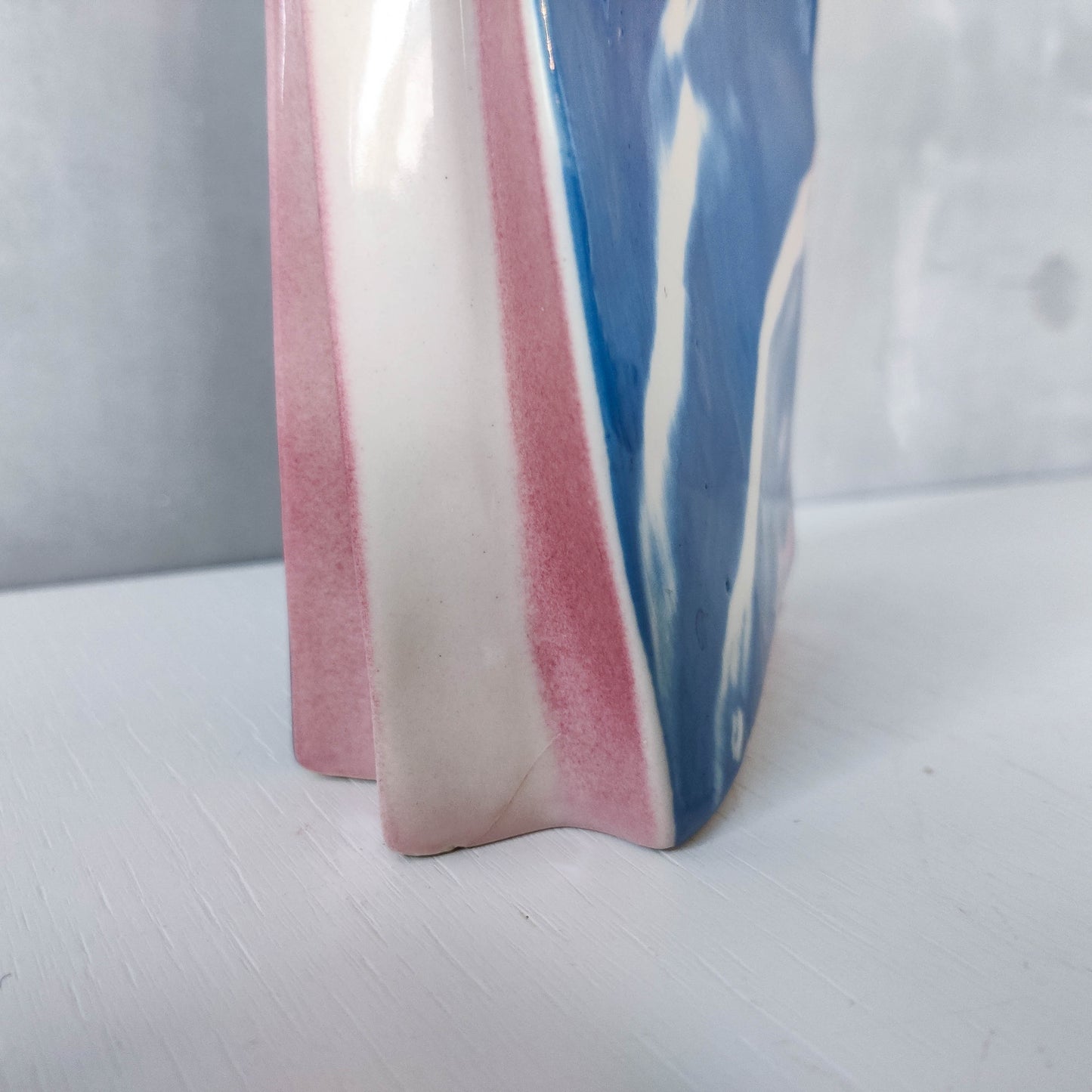 Carol McNicoll for Next Interiors 1985 slip cast pleated vase abstract form