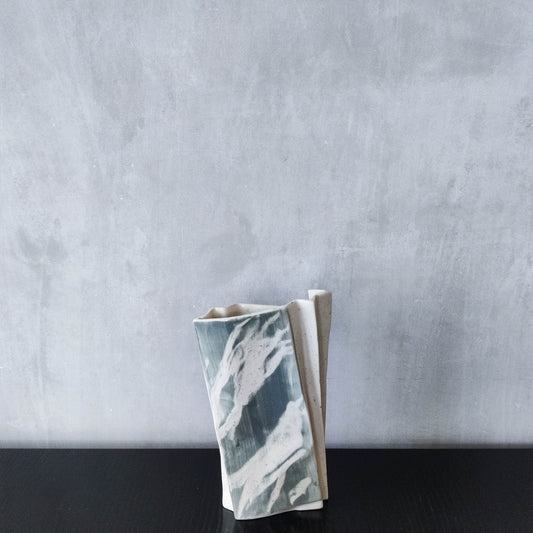 Carol McNicoll for Next Interiors 1985 slip cast pleated vase abstract form