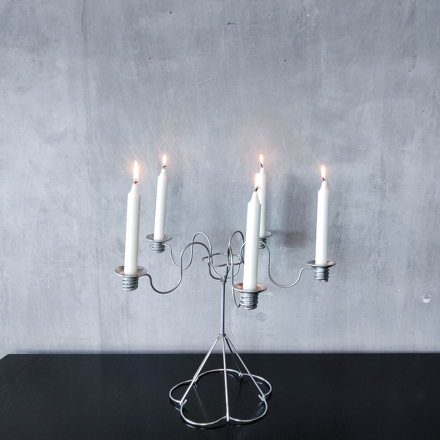 Vintage 1999 postmodern Sirlig steel wire candelabra Gunver Hansen design