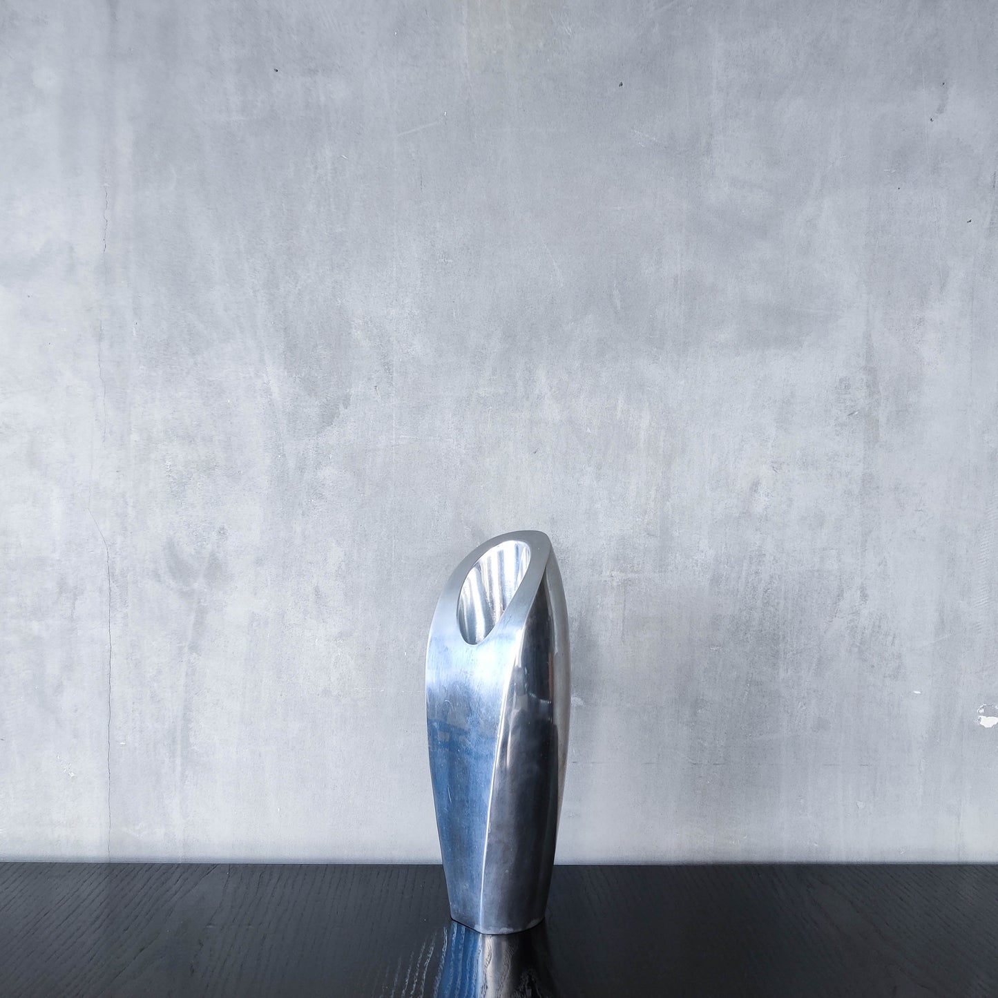 Vintage 1990s Nambe style large sculptural chunky cast aluminium vase