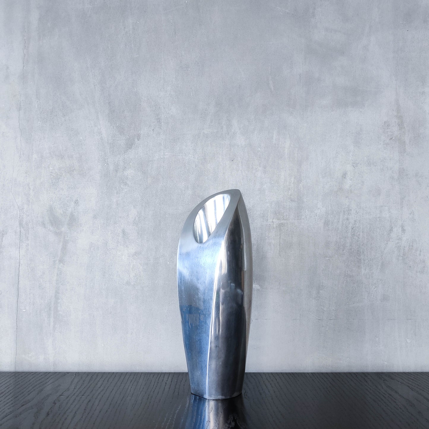 Vintage 1990s Nambe style large sculptural chunky cast aluminium vase