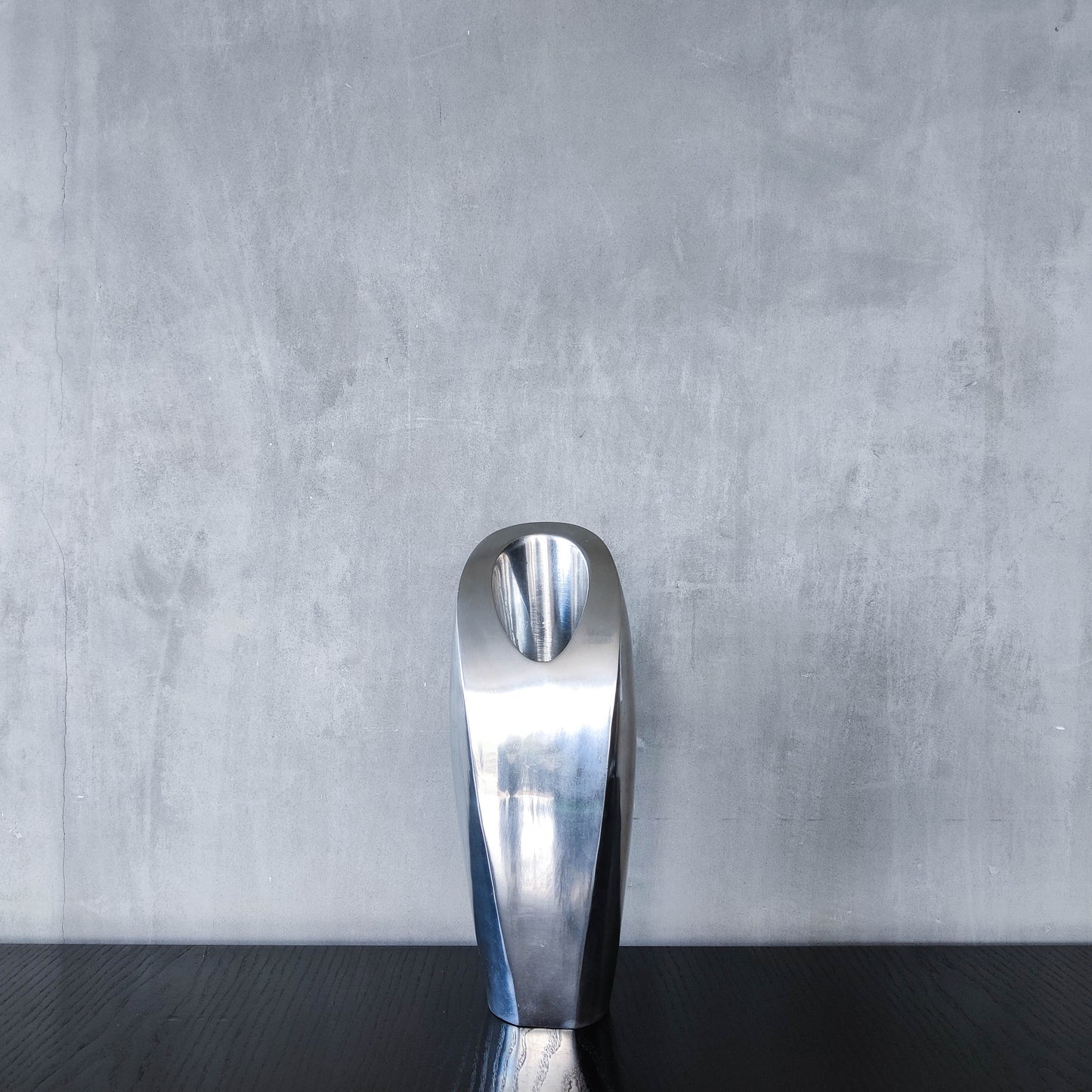 Vintage 1990s Nambe style large sculptural chunky cast aluminium vase