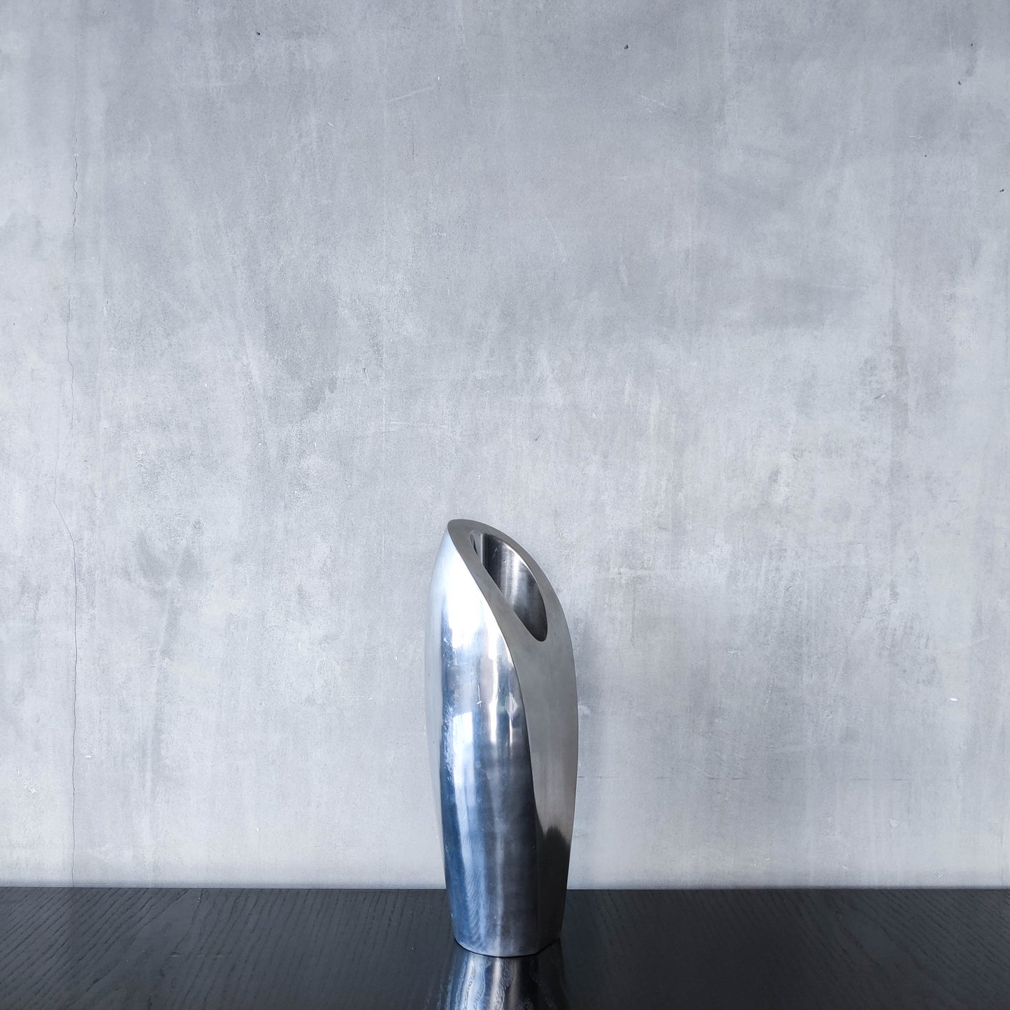 Vintage 1990s Nambe style large sculptural chunky cast aluminium vase