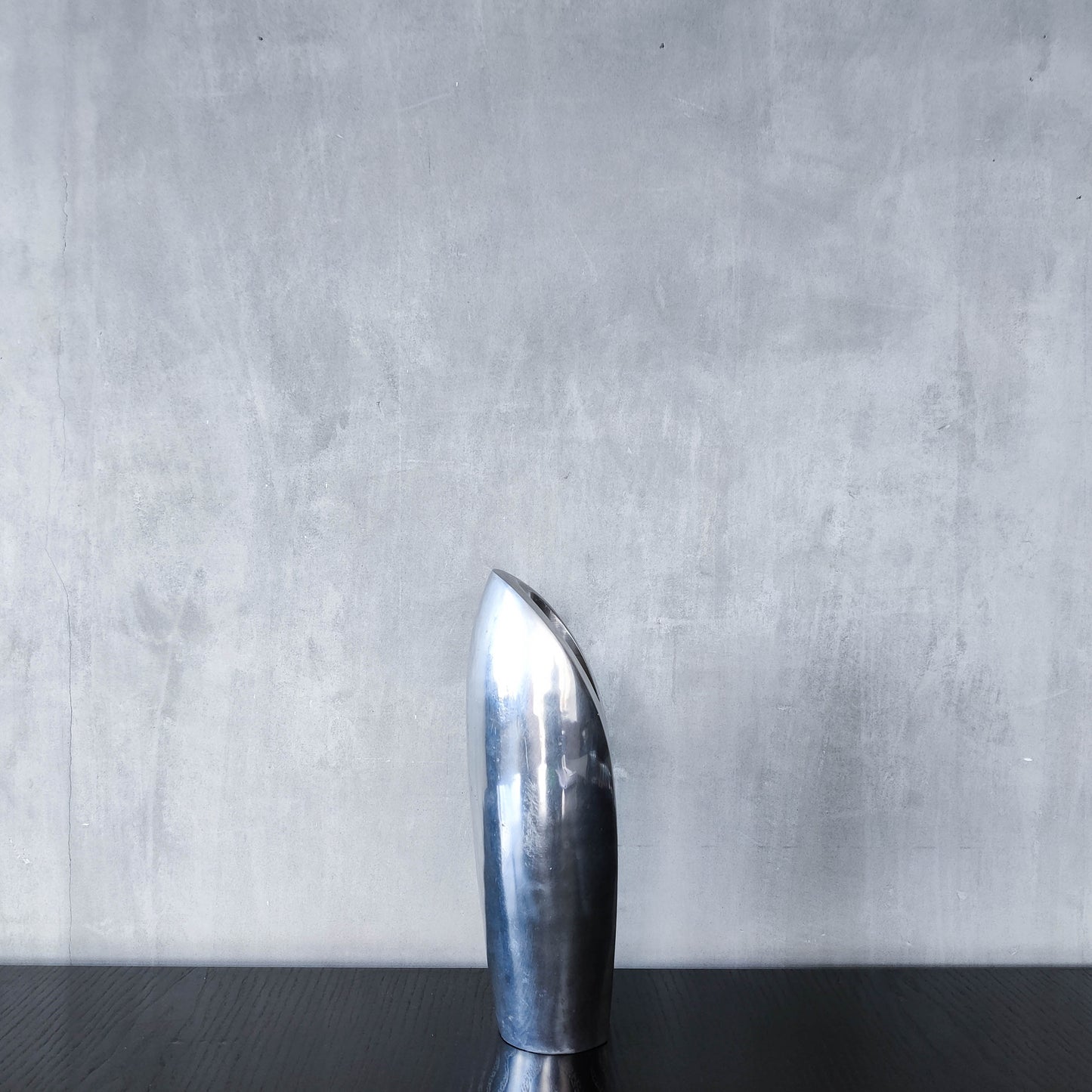 Vintage 1990s Nambe style large sculptural chunky cast aluminium vase