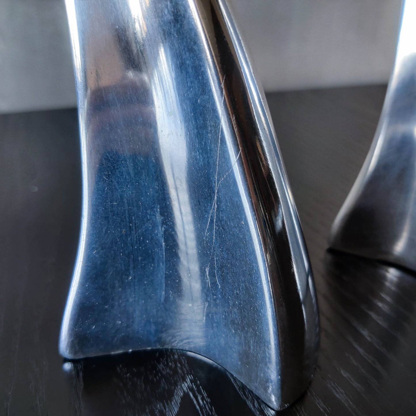 Vintage 1990s cast aluminium sculptural candle holders Matthew Hilton style