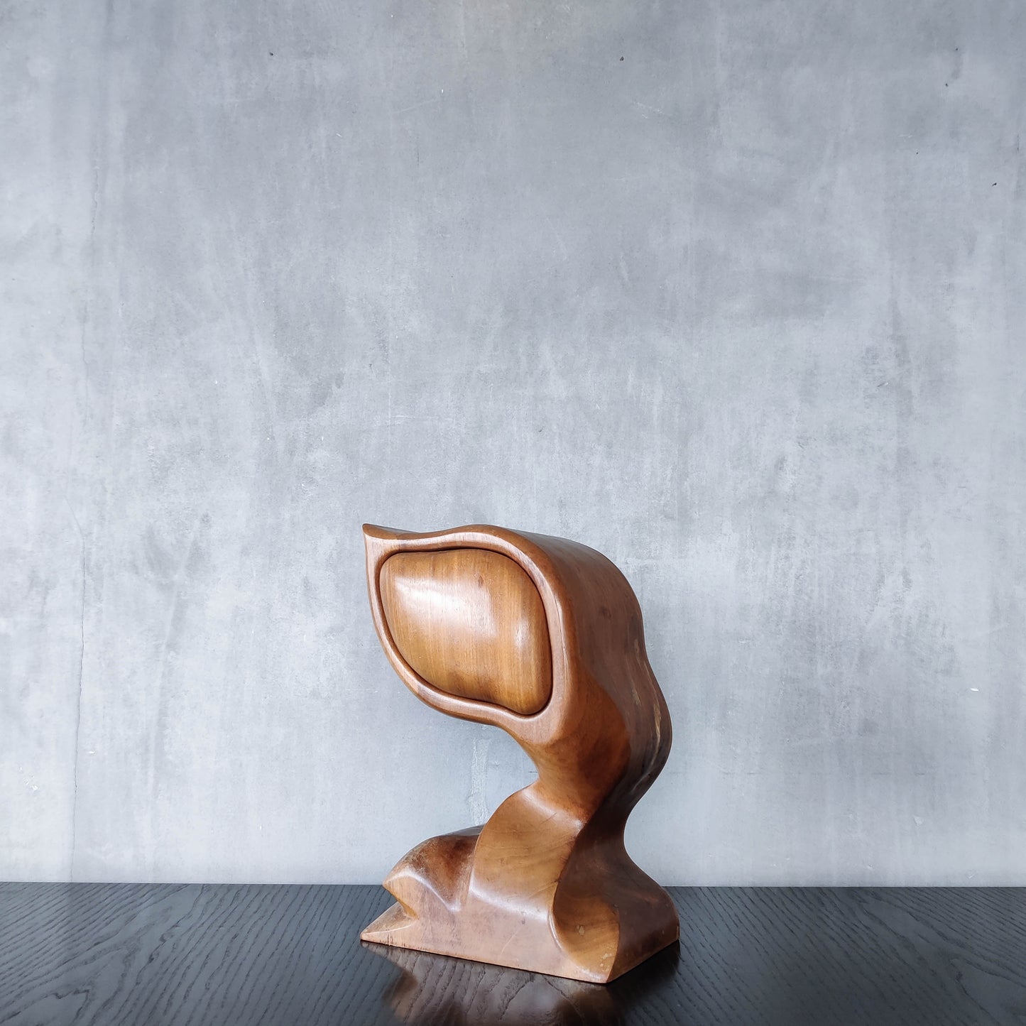 Vintage carved hardwood wood surrealist sculptural jewellery trinket box drawer