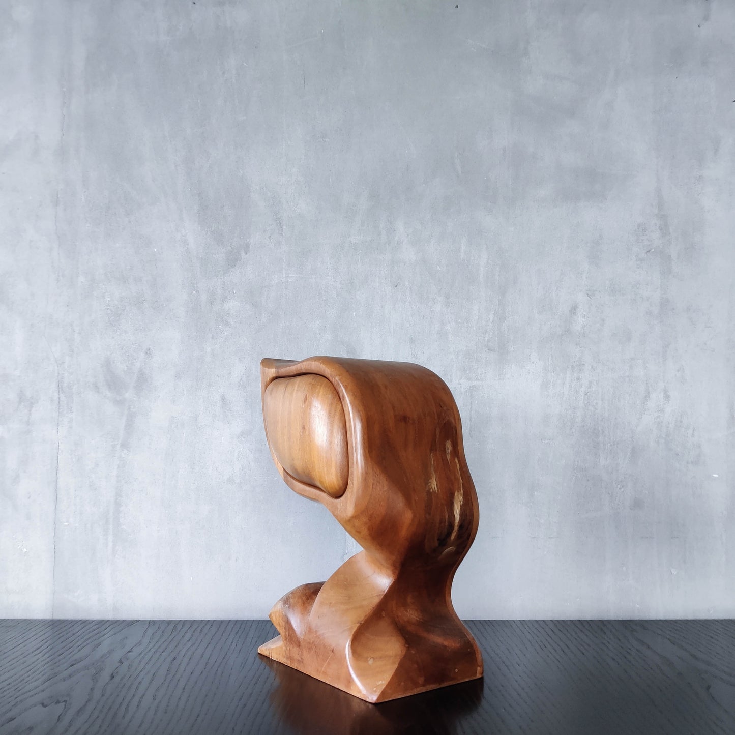 Vintage carved hardwood wood surrealist sculptural jewellery trinket box drawer