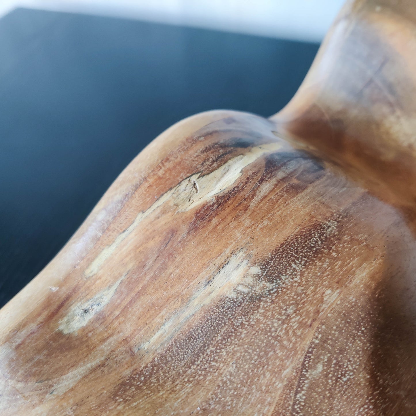 Vintage carved hardwood wood surrealist sculptural jewellery trinket box drawer