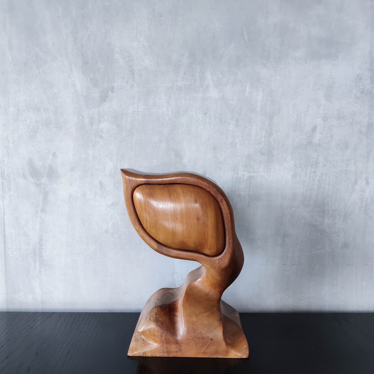 Vintage carved hardwood wood surrealist sculptural jewellery trinket box drawer