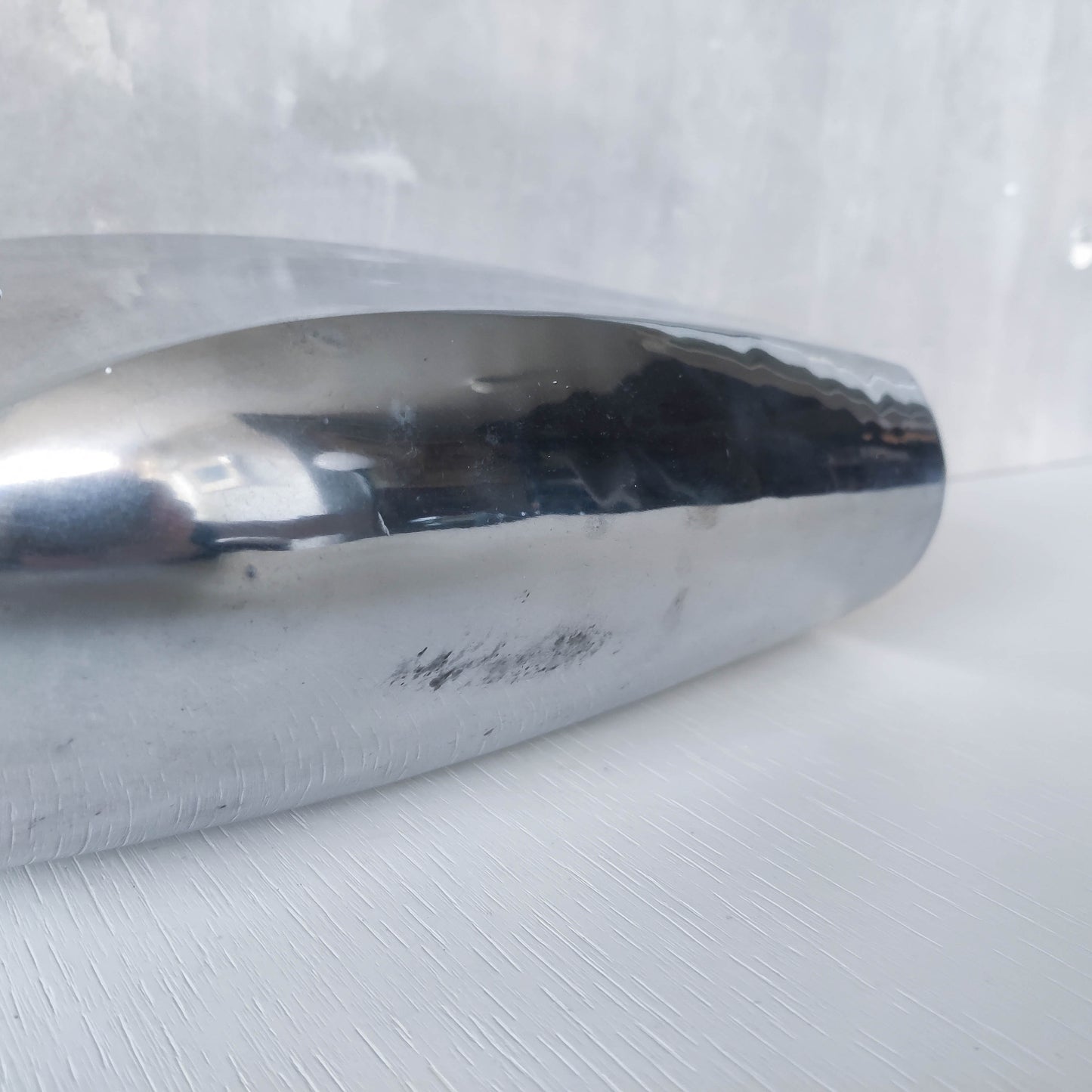 Vintage 1990s Nambe style large sculptural chunky cast aluminium vase