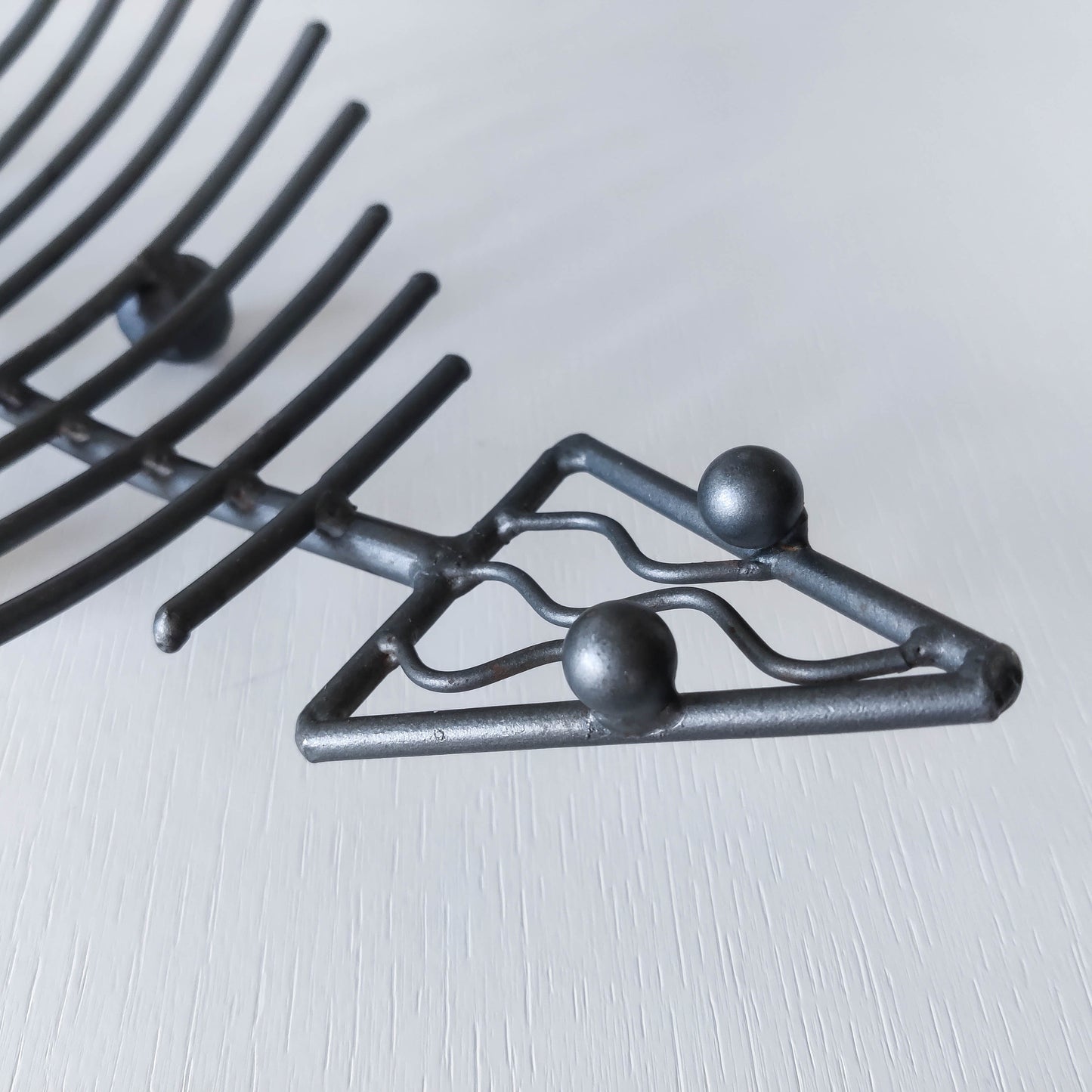 Vintage large forged steel fish skeleton sculptural centrepiece ball footed bowl