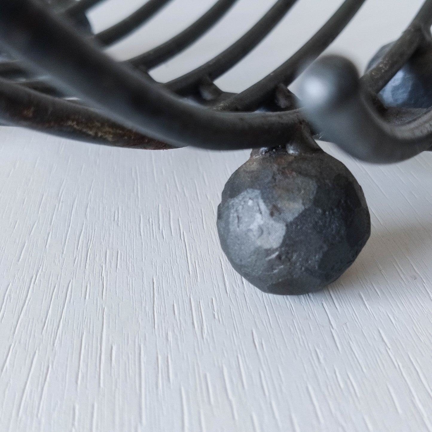 Vintage large forged steel fish skeleton sculptural centrepiece ball footed bowl