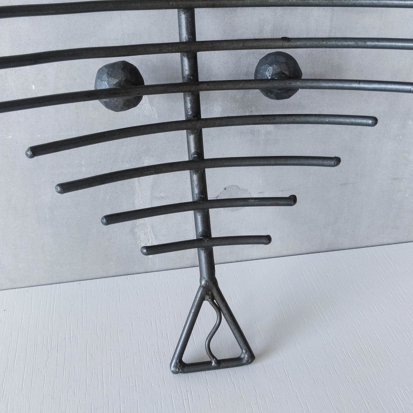 Vintage large forged steel fish skeleton sculptural centrepiece ball footed bowl