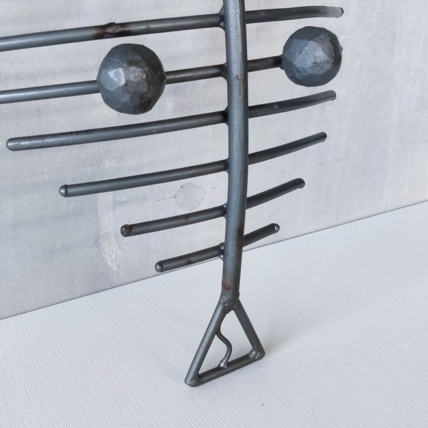 Vintage large forged steel fish skeleton sculptural centrepiece ball footed bowl