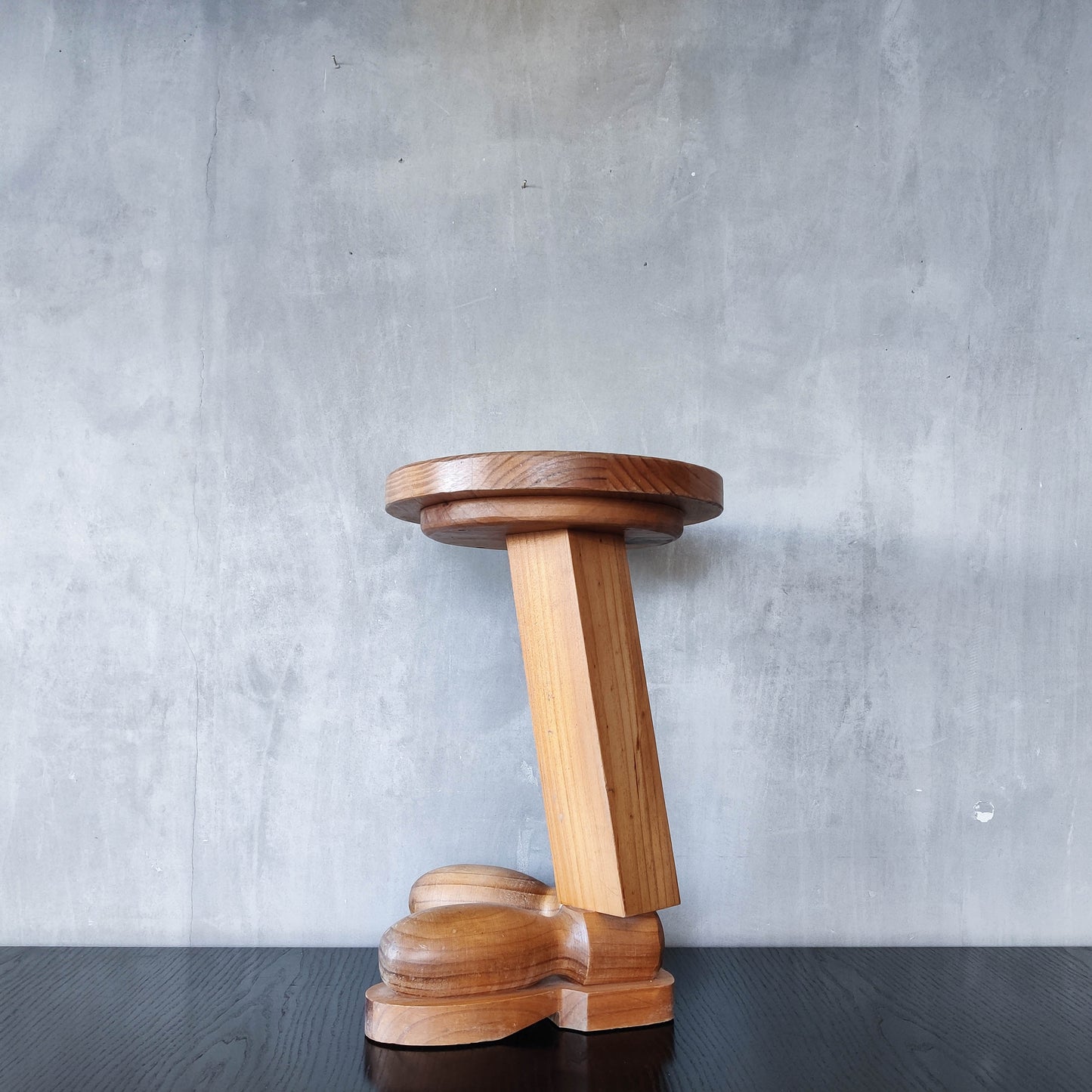 1980s postmodern whimsical pine stool table or plinth footed legs boots