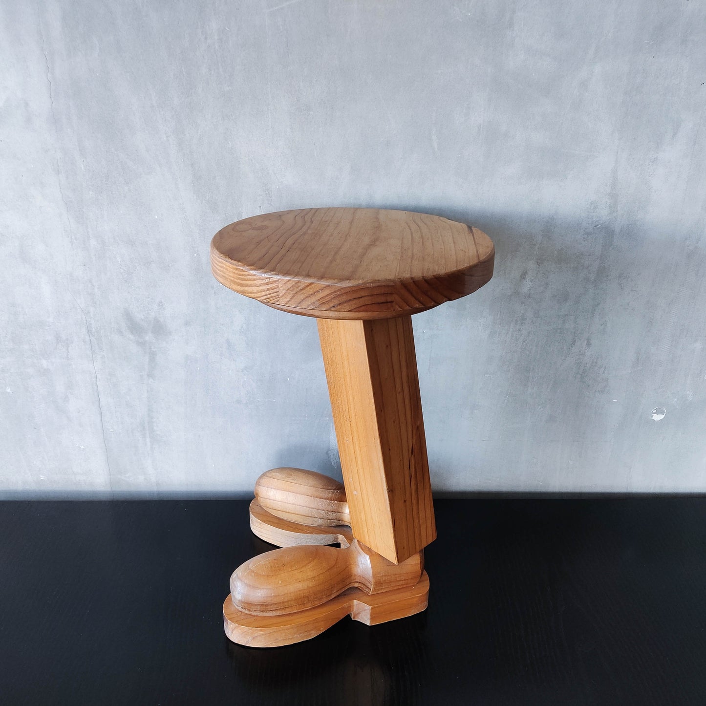 1980s postmodern whimsical pine stool table or plinth footed legs boots