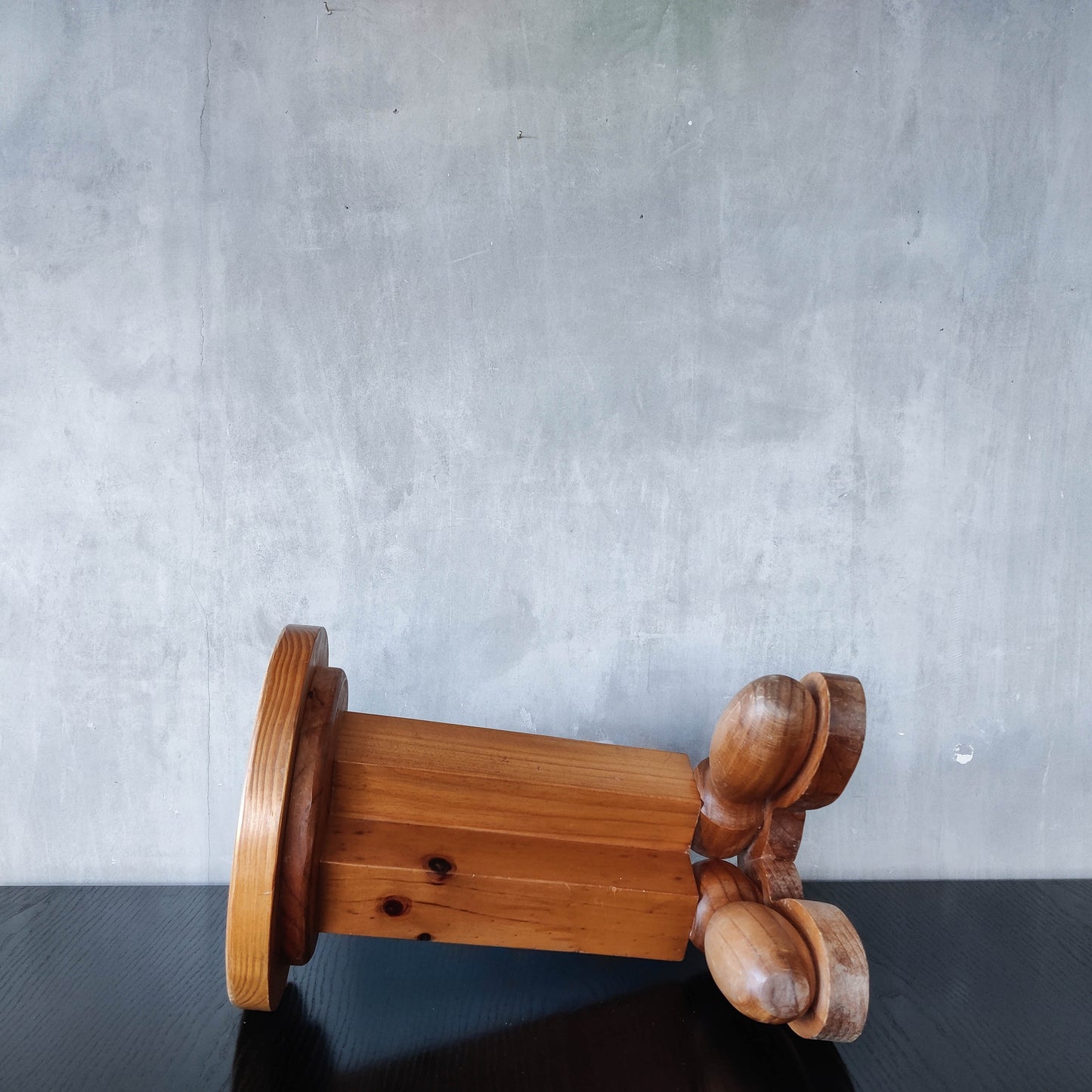 1980s postmodern whimsical pine stool table or plinth footed legs boots