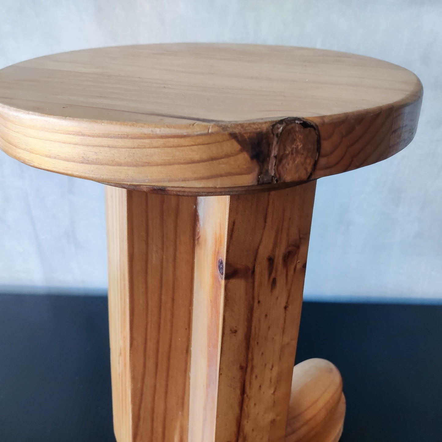 1980s postmodern whimsical pine stool table or plinth footed legs boots