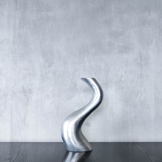 Vintage 1990s hand cast aluminium wavy sculptural S vase