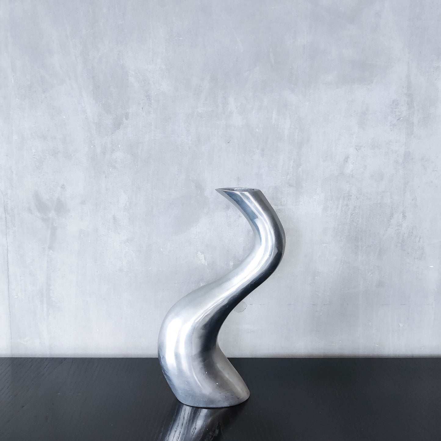 Vintage 1990s hand cast aluminium wavy sculptural S vase