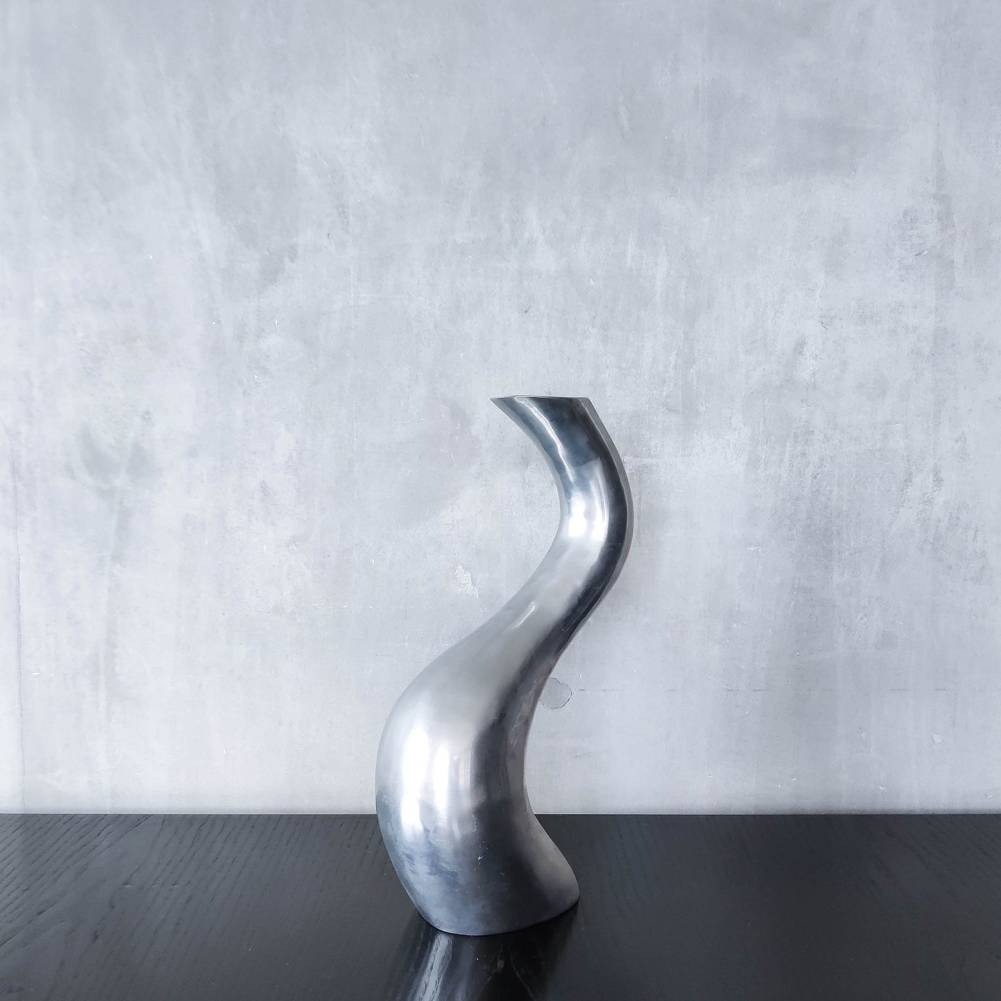 Vintage 1990s hand cast aluminium wavy sculptural S vase