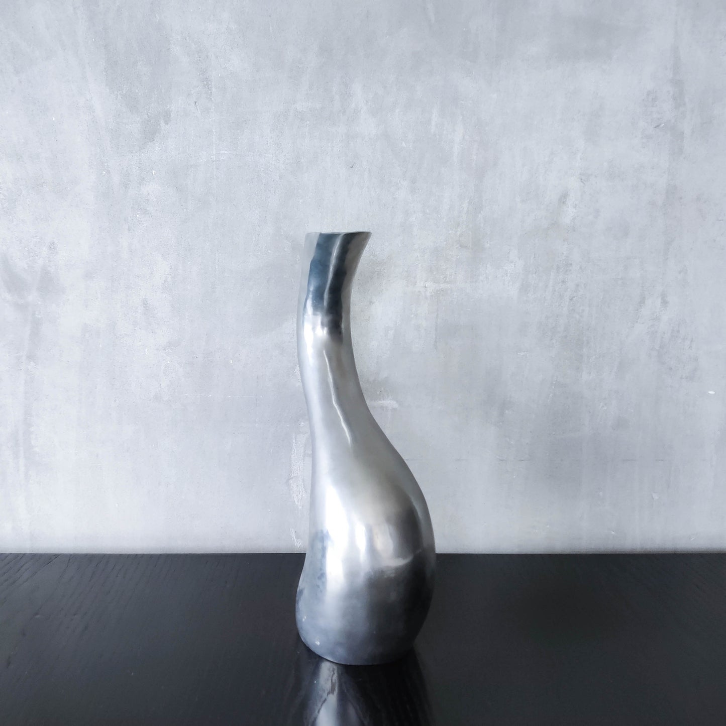 Vintage 1990s hand cast aluminium wavy sculptural S vase
