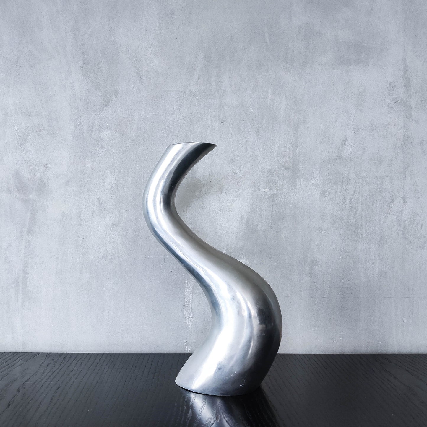 Vintage 1990s hand cast aluminium wavy sculptural S vase